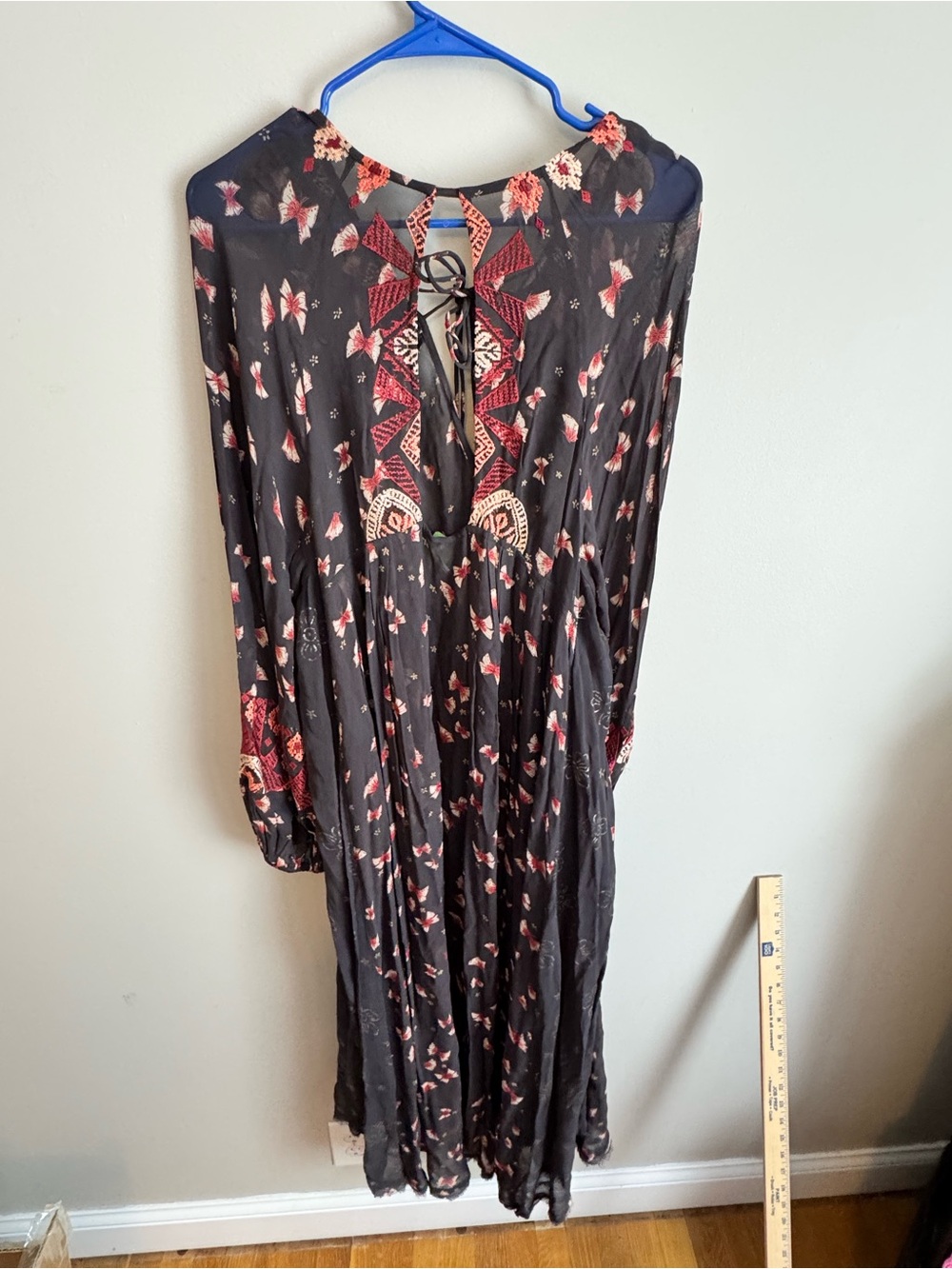 Free People Viceroy Embroidered Sheer Maxi Dress large boho festival - Picture 7 of 11